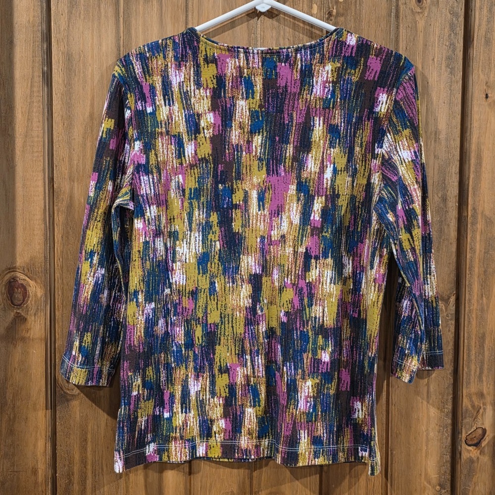 Rebecca Malone Tunic Top Womens‎ Multicolor Small Abstract Print 3/4 Sleeve - Picture 2 of 3